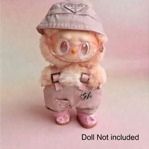 124, Prada Logo Pink 4 Piece Outfit for Labubu Dolls(Doll Not Included)